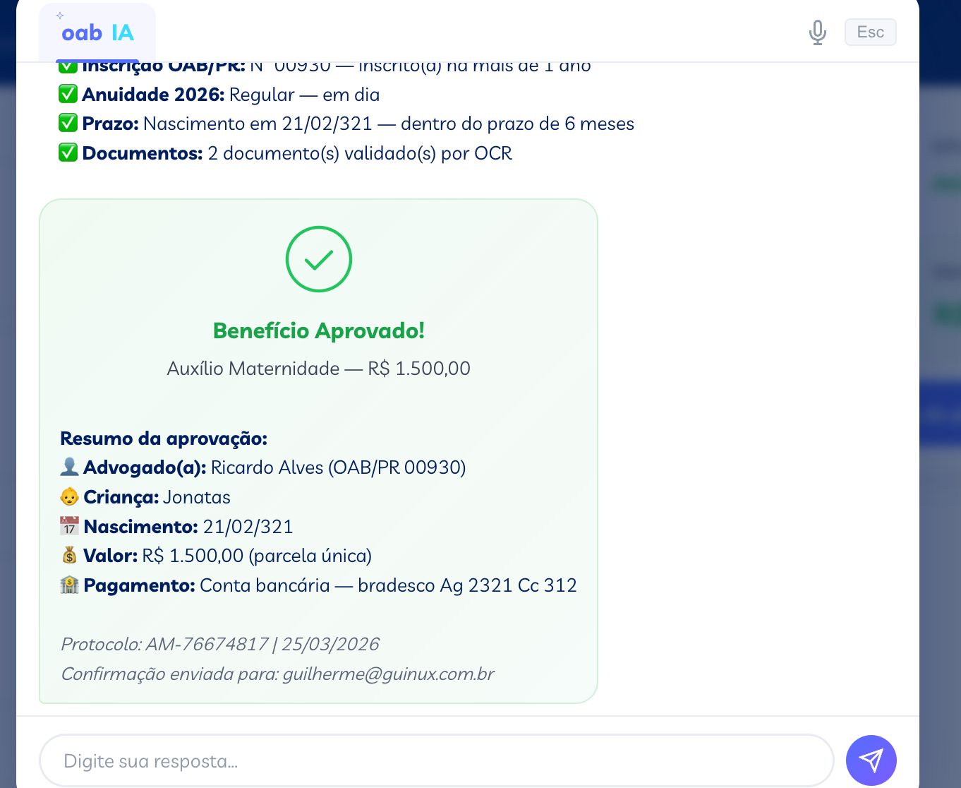 Beneficio Aprovado