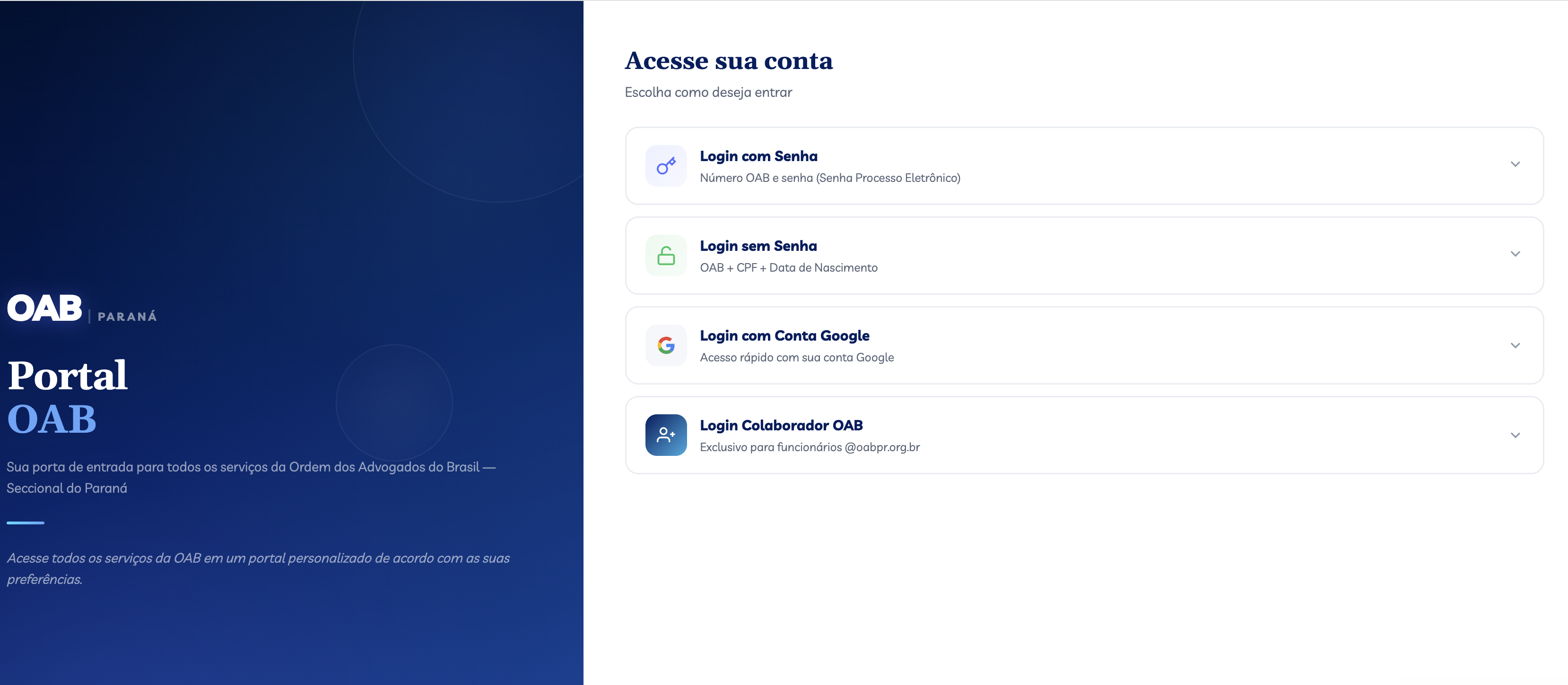 Tela de login